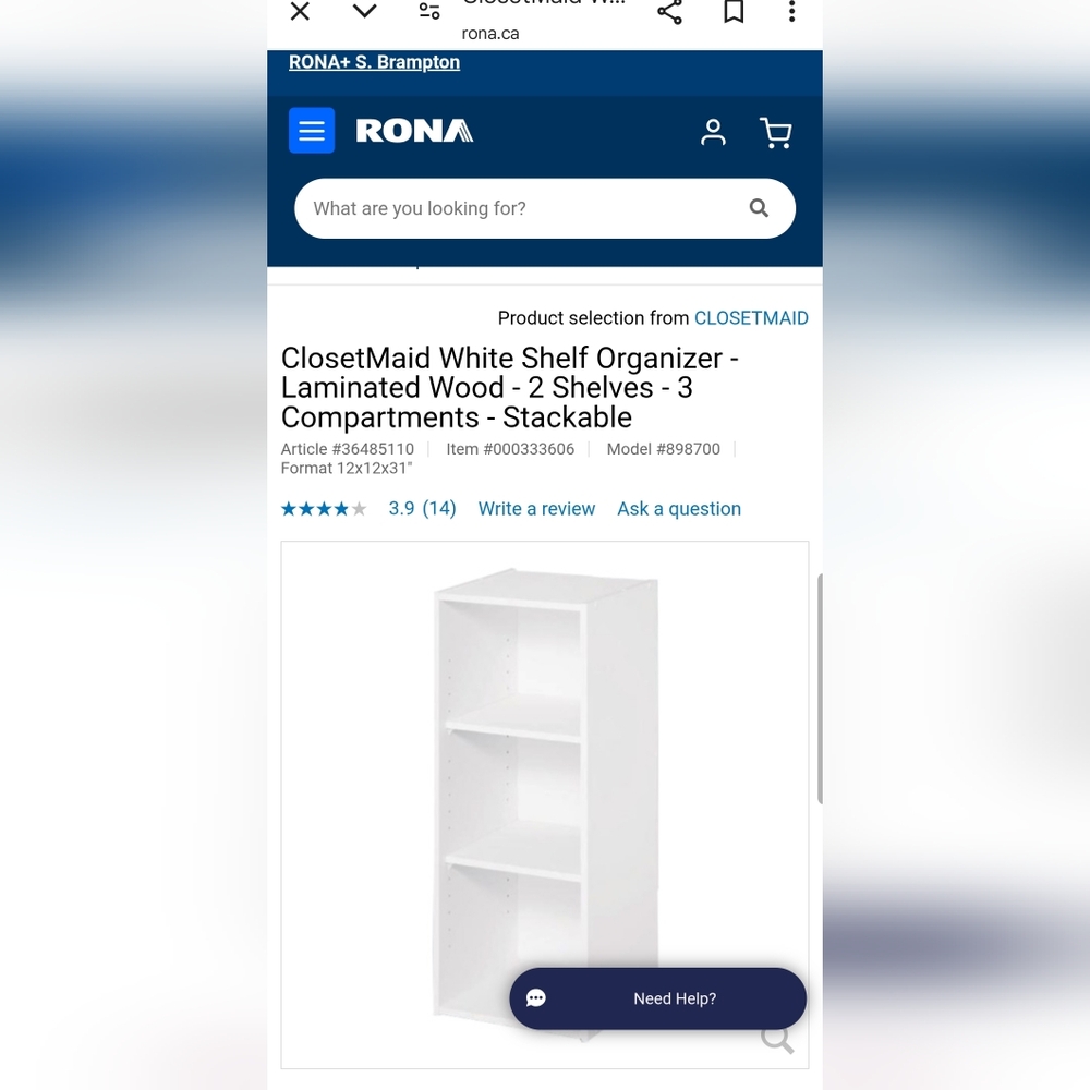 Closet Maid Replacement Rectangle Storage Shelf White RONA Organizer